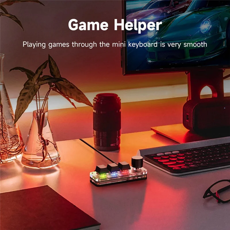 AY14 -Macropad Macro Mechanical Keyboard RGB Mini Gaming Custom Programming Knob Keypads 3 Keys For Photoshop