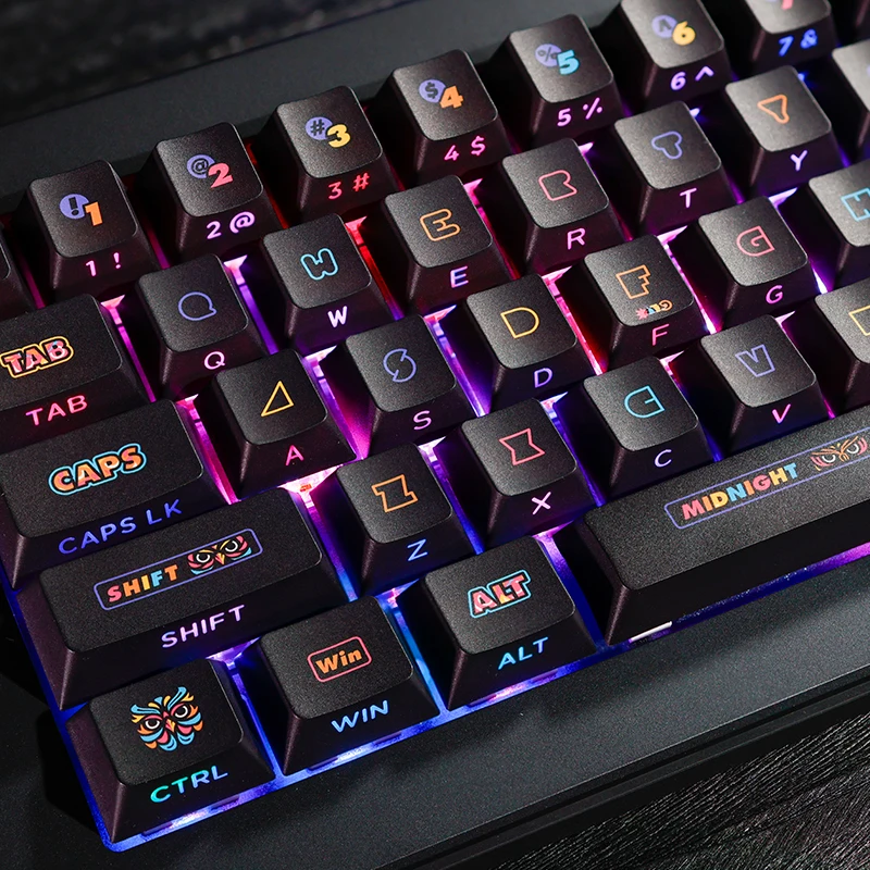 

Black Keycaps 130 Keys Dual-engraved Five-sided Heat-sublimation Custom Keycaps HIFI Sound Cherry Mechanical Keyboard Switch