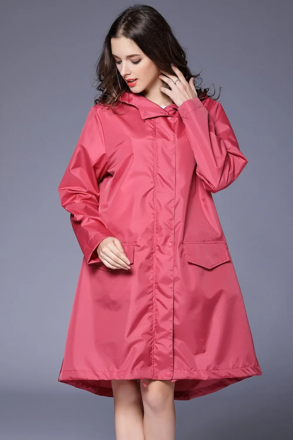 Fashion Women Lightweight Poncho Waterproof Long Raincoat Men Adults Outdoor Windproof Rain Coat Jacket Hiking Rainwear