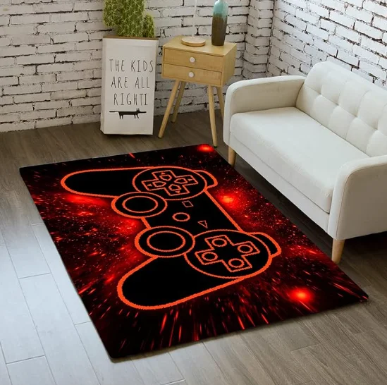 Game Controller Rugs for Bedroom Boys Living Room Gamer Gamepad Red Carpets Floor Mat Gaming Art Home Decor Crystal Doormat Mats