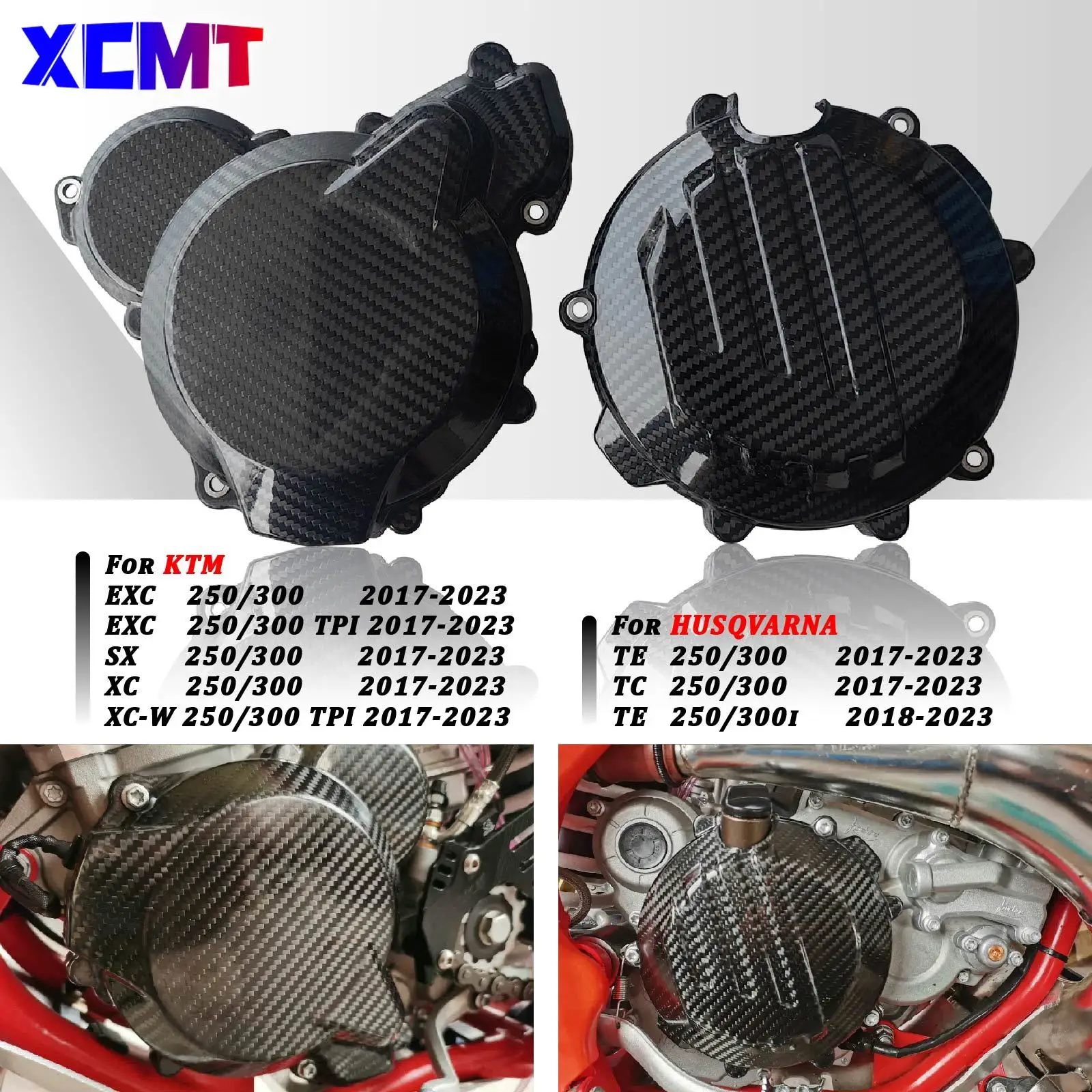 Motorcycle Carbon Fibre Engine Clutch Guard Ignition Protector For KTM SX EXC XC XCW TPI 250 300 Husqvarna TC TX TE 250i 300i