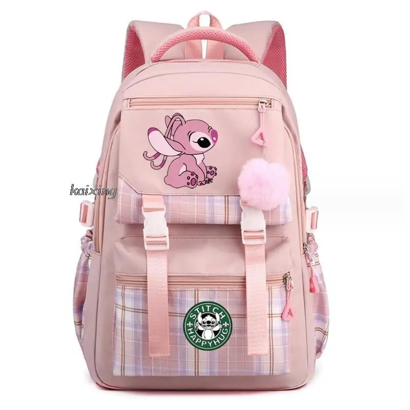 Fashion Lilo And Stitch Backpack Printe Female Nylon Simple Large-capacity Cartoon Schoolbag Insert Buckle Laptop knapsack Gift