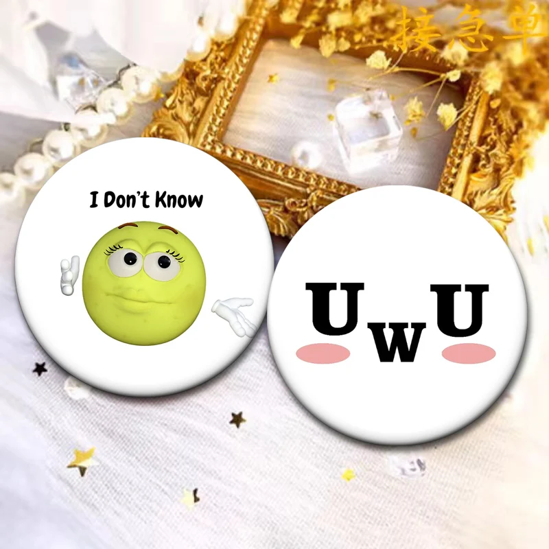 UWU Facial Expression Button Pin Cute Cartoon Little Bear Badge Funny DIY Creative Brooches for Backpack Jewelry Accessorie Gift