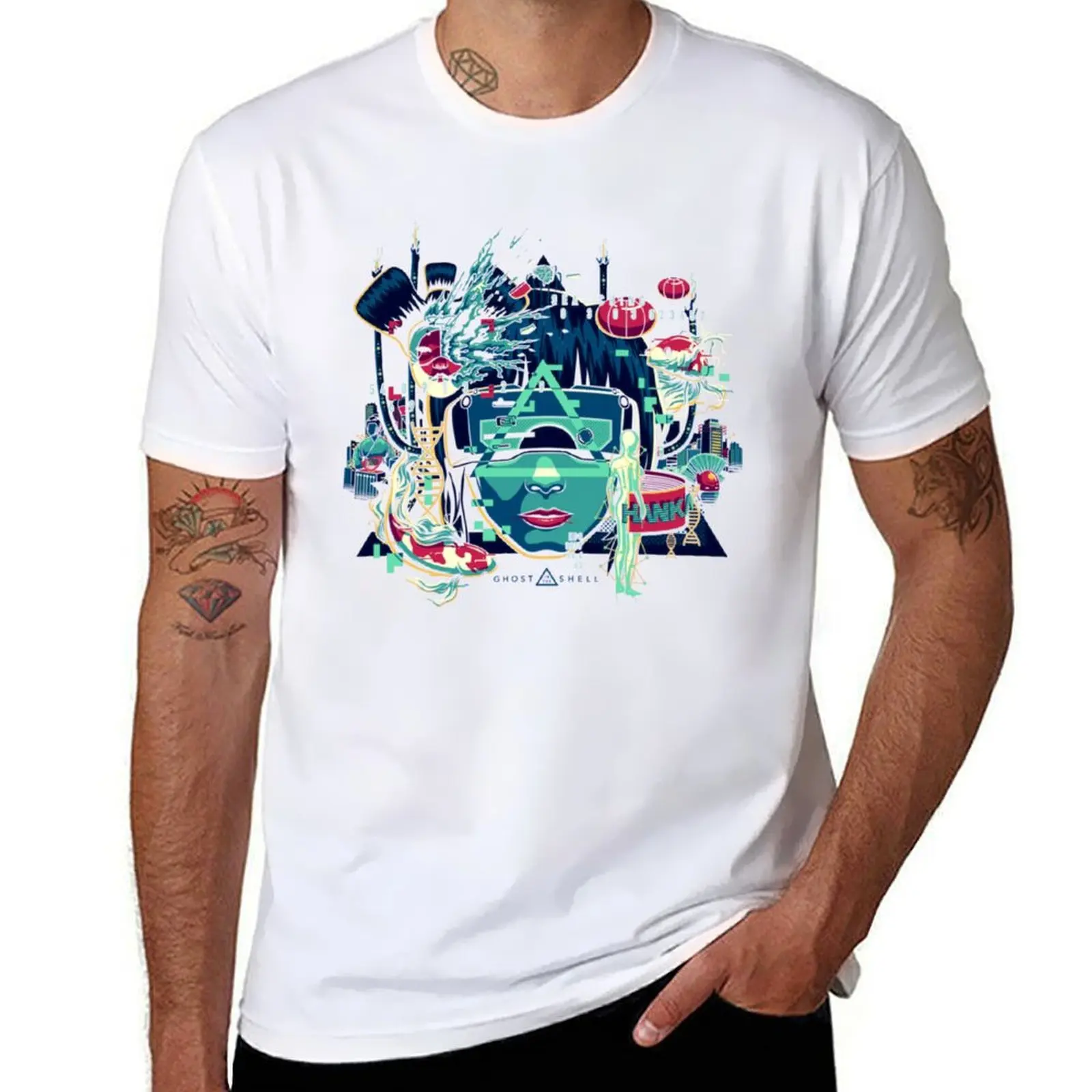 Camiseta GitS con estampado moderno y manga corta