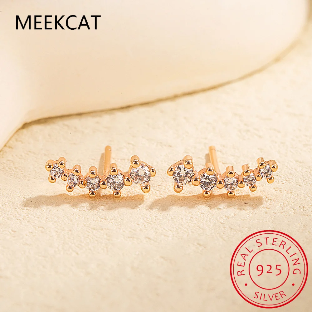 Real D Color Moissanite Diamond Earrings 925 Sterling Silver Sparkling Smile Stud Earrings for Women Fine Jewelry Party Gift