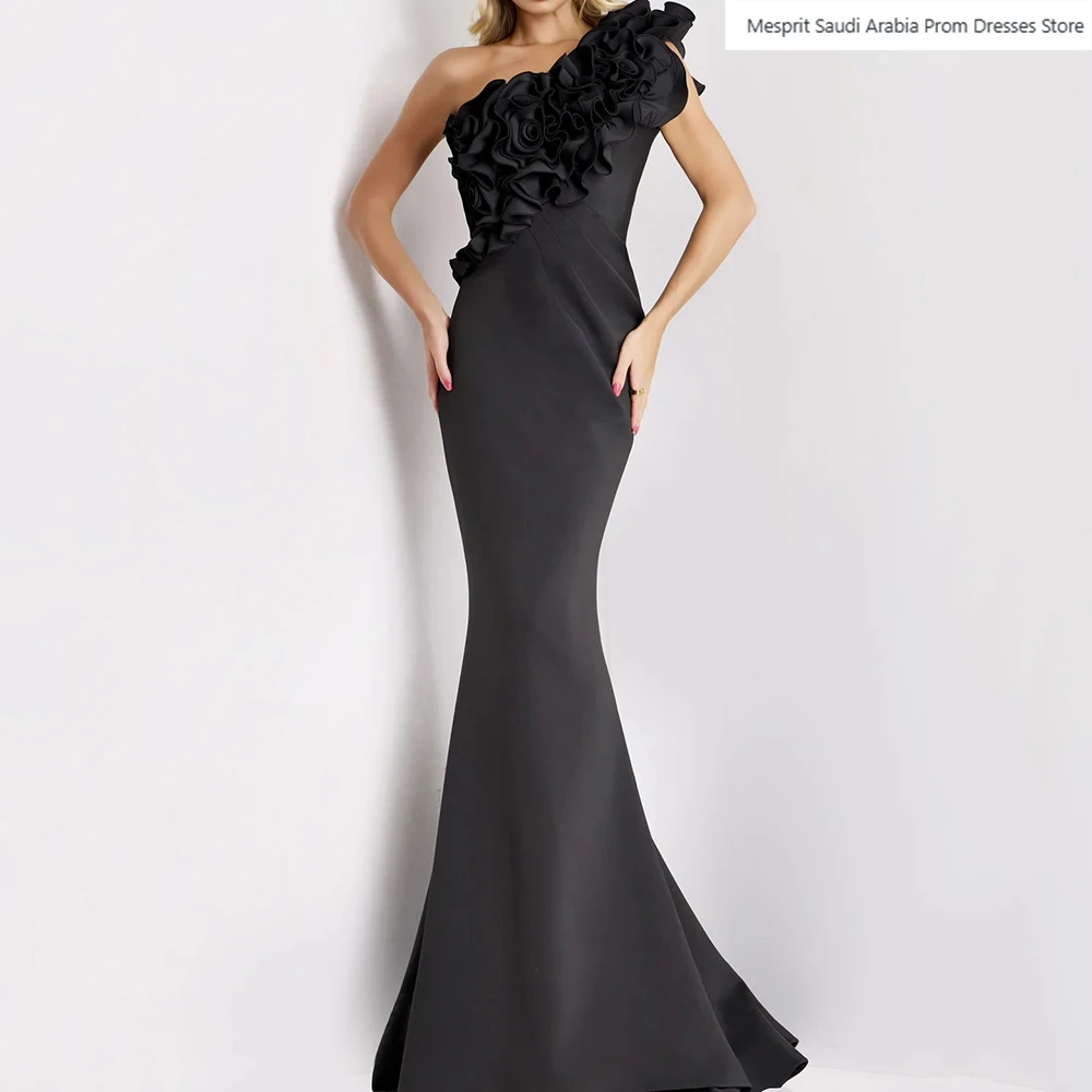 Vestidos de Noche de sirena para mujer, vestido de fiesta sin mangas con un hombro hasta el suelo, vestidos personalizados drapeados simples fruncidos a la moda