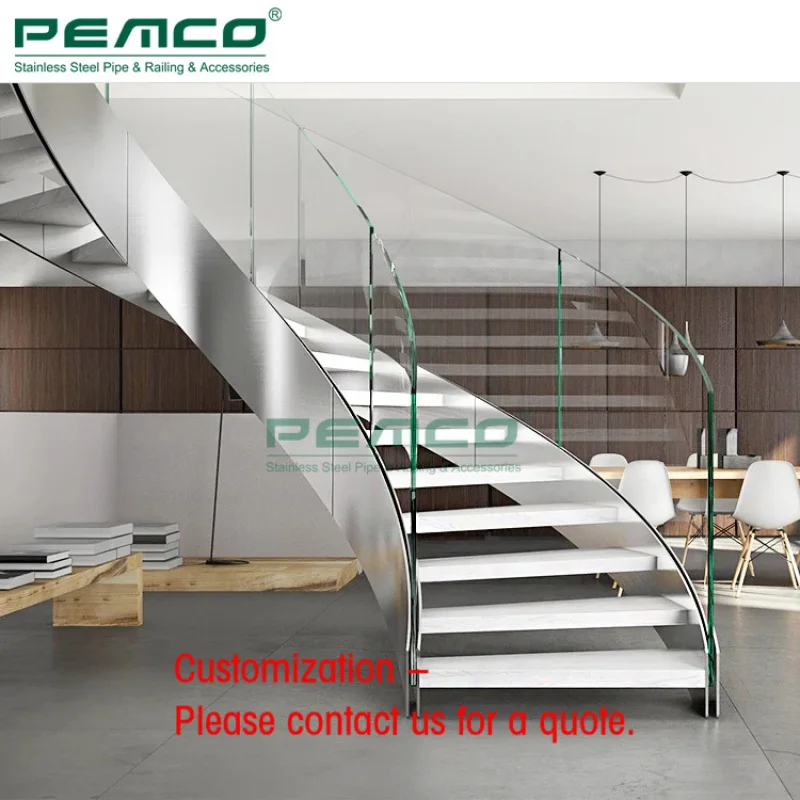 custom.Contemporary Interior Stairways Glass Railing Steel Curved Glass Staircases Circular Staircase