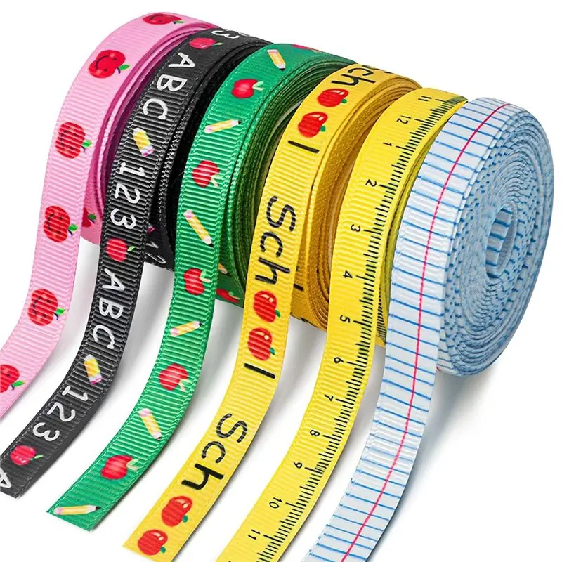 ABKP-Back To School Ribbons School Ribbon 6 Rolls 60 Yards School Grosgrain Ribbon   3/8