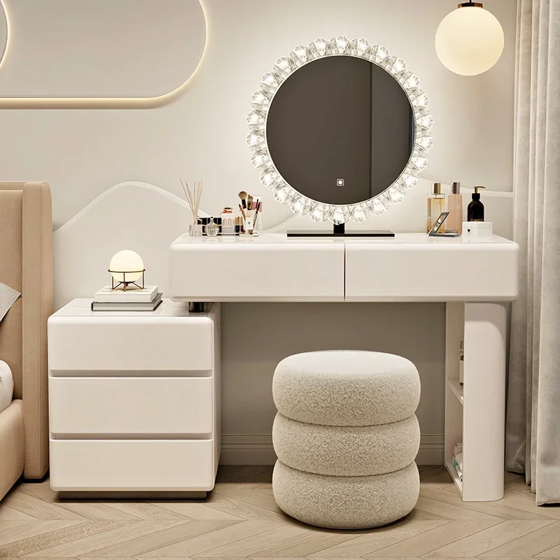 

Bedroom Set Furniture Makeup Vanity Table Luxury Minimalist Woman Dressing Bedside Dresser Home Room Modern Salon Desk Organizer