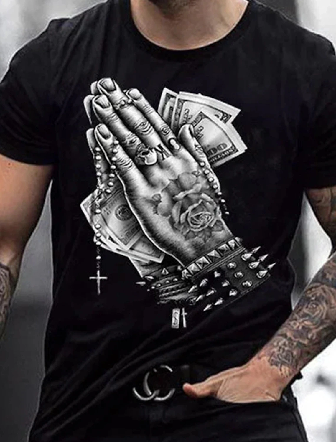 

2023 Мужская футболка, модная повседневная футболка в стиле ретро с 3D принтом денег, летняя удобная футболка с круглым вырезом, большая мужская футболка Camiseta 2Xs-6Xl