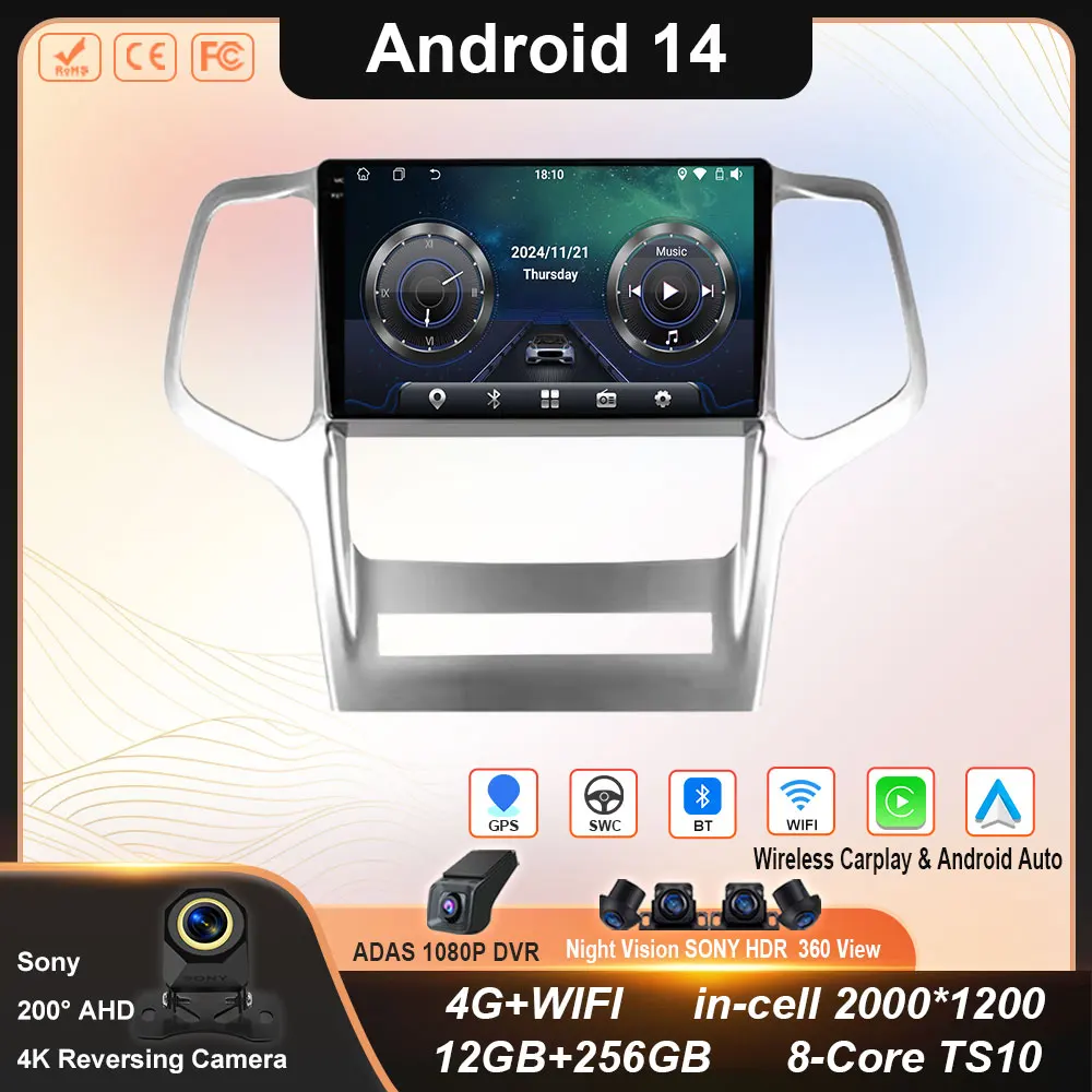 

Android Car For Jeep Grand Cherokee WK2 2010 - 2013 Auto Radio Multimedia Player Stereo Video Touchscreen Navigation GPS WIFI 4G