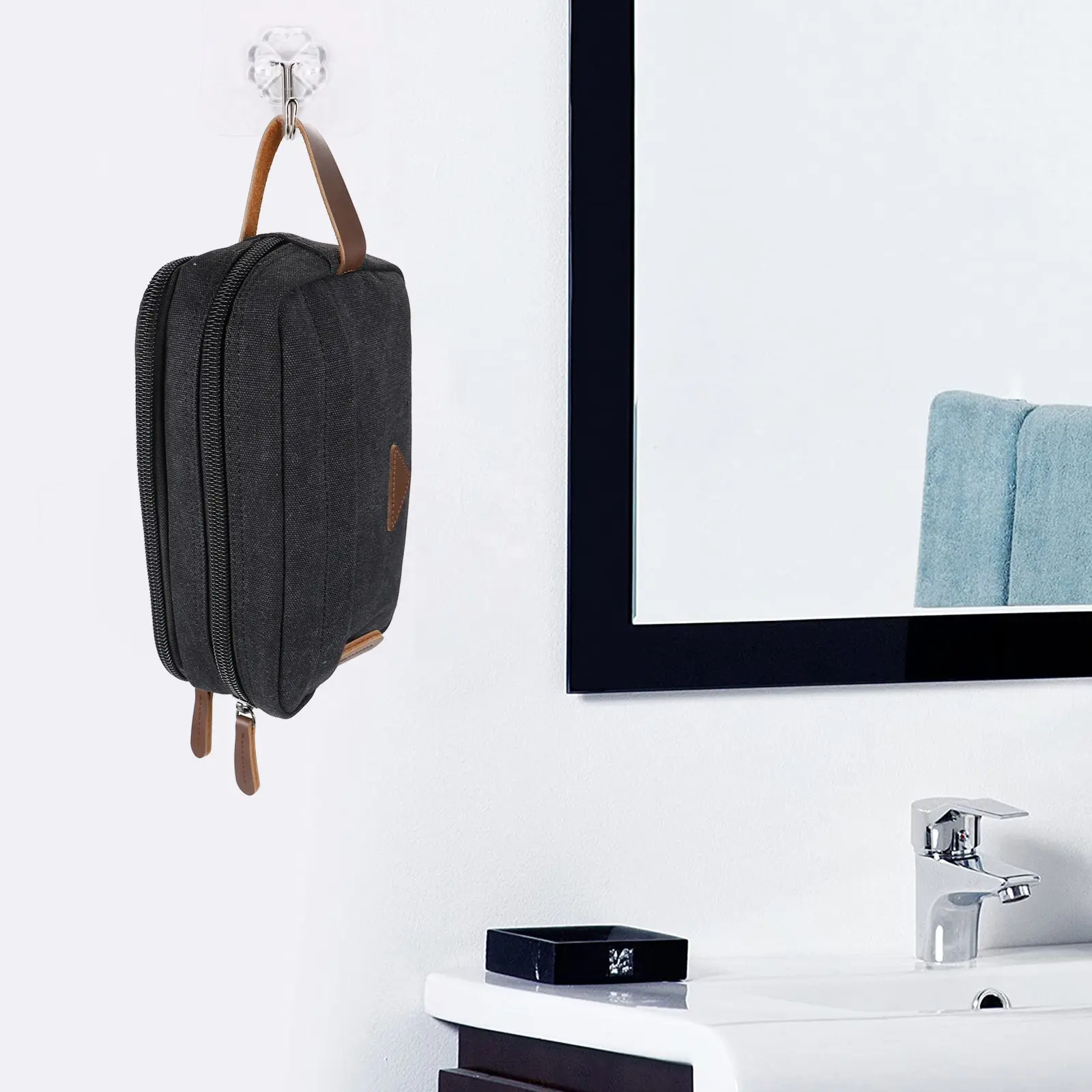 

Дорожная сумка-органайзер из плотного холста с прочной металлической молнией, портативная косметичка для туалетных принадлежностей и средств гигиены