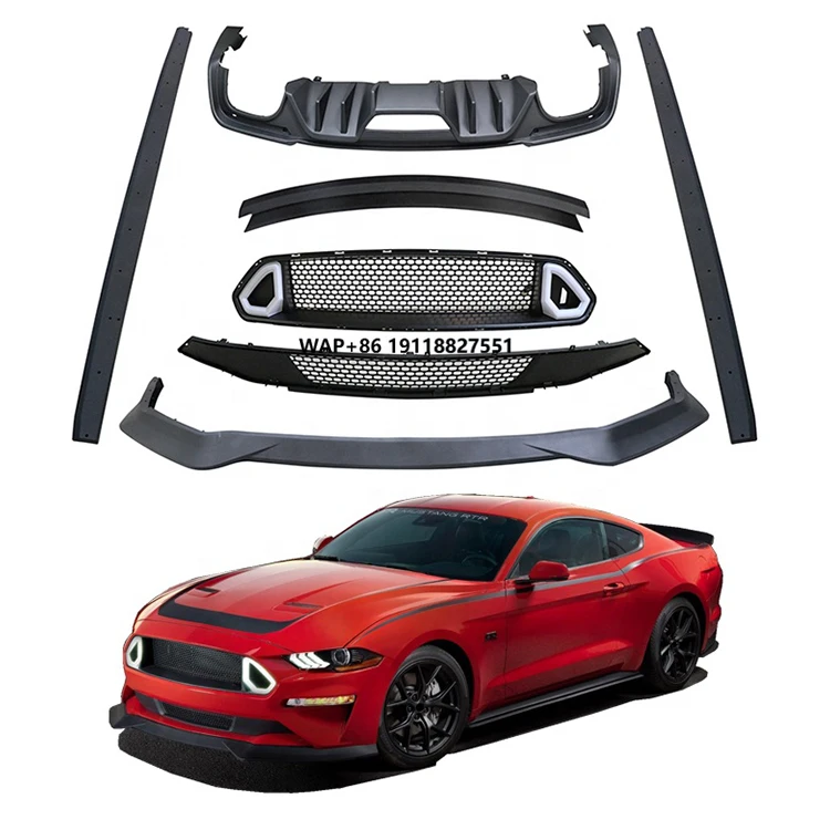 

Front And Rear Lip Side Skirts Grille Rear Wing Car Body Kit For Mustang 18-19Mustang Upgrade Rtr Models