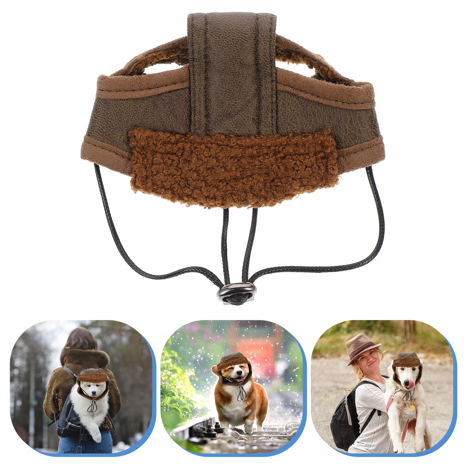 

Pet Pilot Hat Dog Farm Animal Costume Kitten Puppy Accessories Carnival Brown Cat Hats Yorkshire Pilot Cap Party