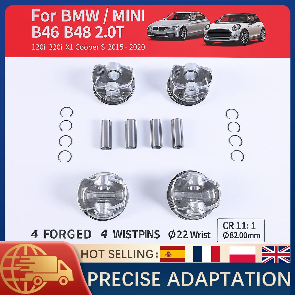 

4pcs Pistons Rings Set Ø82mm CR11:1 For BMW 120i 320i 520i Mini Cooper S B48B20A 2.0T 2015-2020 11259468870