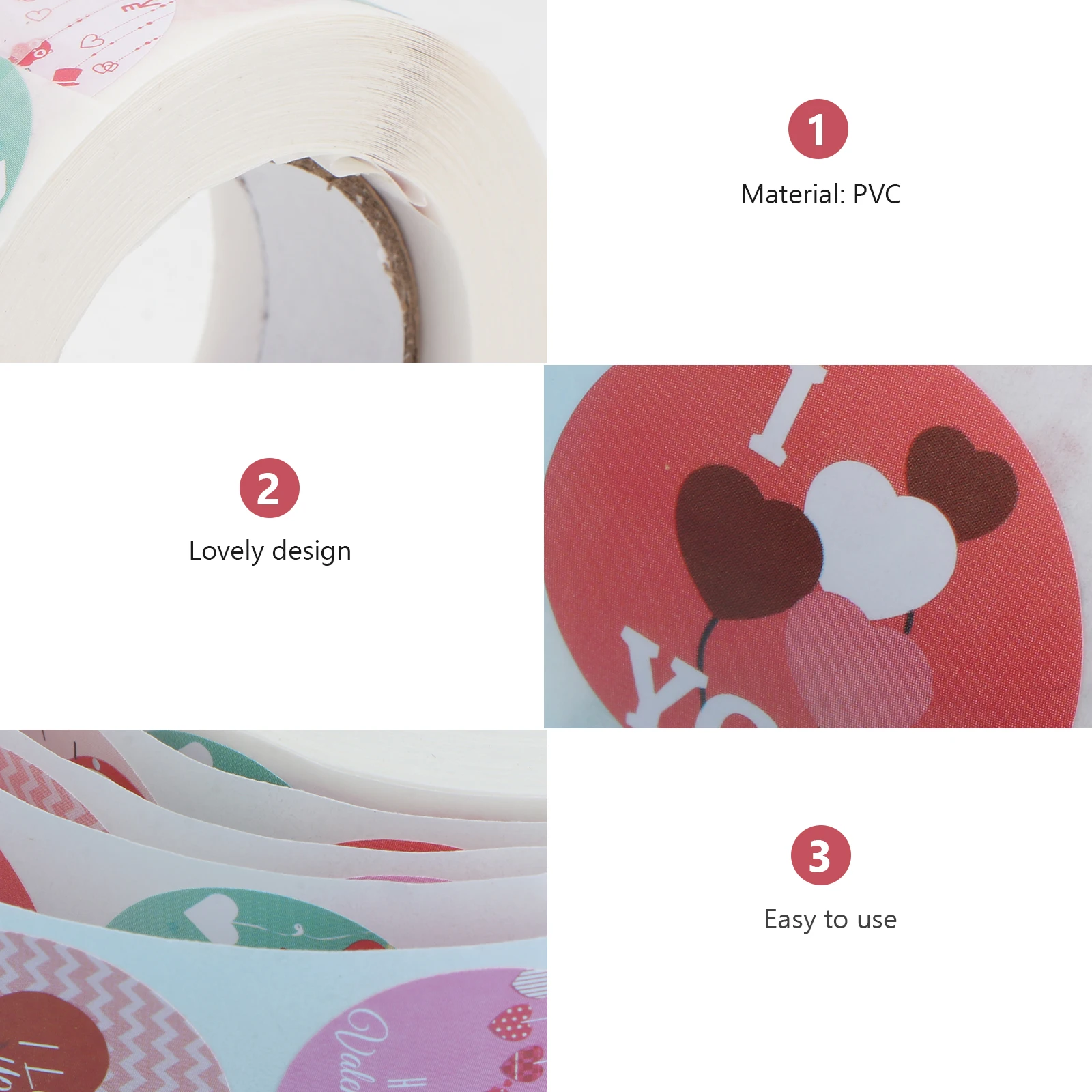 

2 Rolls Valentines Day Stickers Gift Tags Cartoon Love Cute Label Decoration