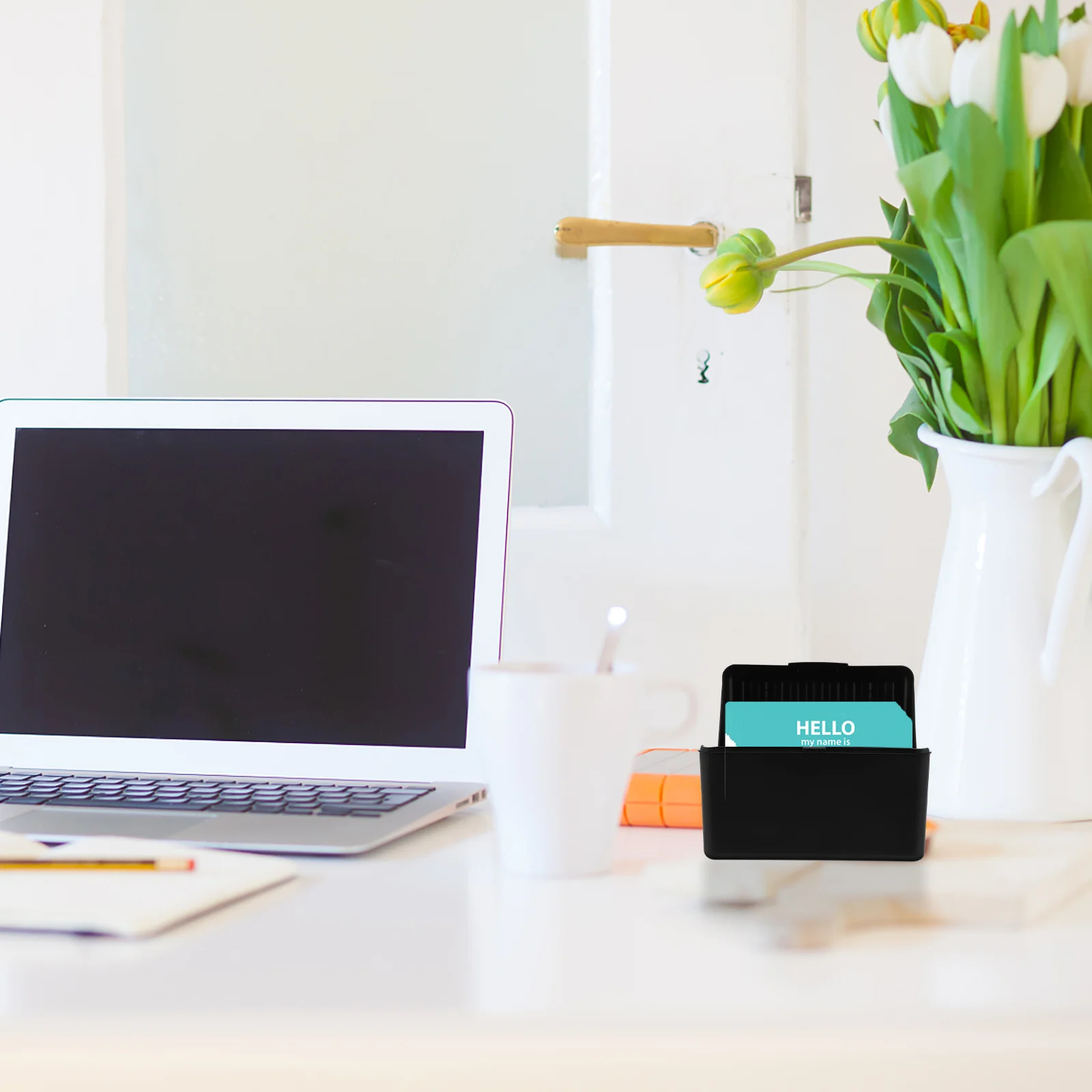 

Client Record Card Box Large Capacity Business Card Holder Office Desktop Organizer Multi-Function Cards Storage