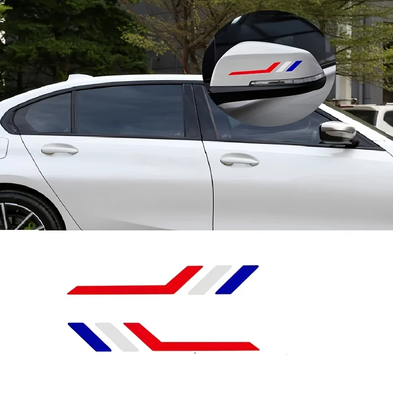 1 SET Tri-Color Sport Style Car Rearview Mirror Sticker (2 PCS/Set) Waterproof Vinyl Decal for Auto Side Mirror Decor