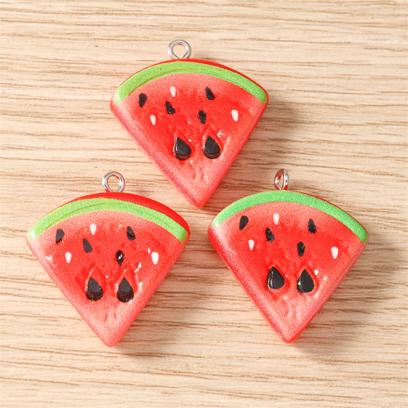 10 Stück Niedliche Fruchtscheiben-Anhänger aus Harz, Orange- und Wassermelonen-Charms für Schmuckherstellung, Halsketten, Ohrringe, DIY-Bastelbedarf – Detail 9
