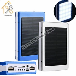 Portable Solar Powerbank Charger Case 18650 Mobile Power DIY Box LED Dual USB Charge Box No Battery