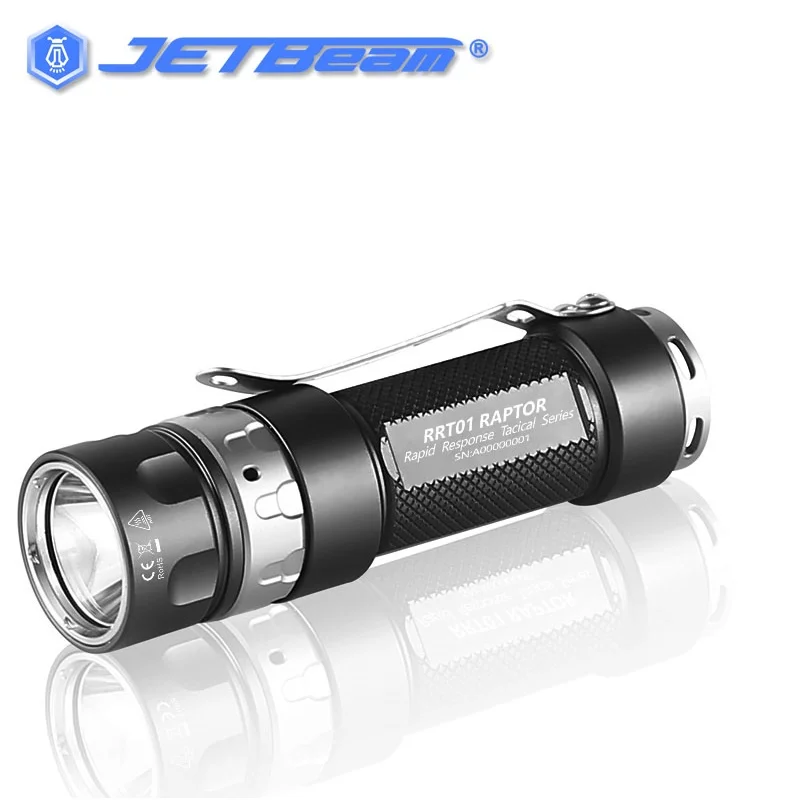 Jetbeam RRT01 Raptor EDC Tactical Flashlight 950LM Stepless Dimming 16340/CR123A Torch With USB C Rechargeable 18350 Battery