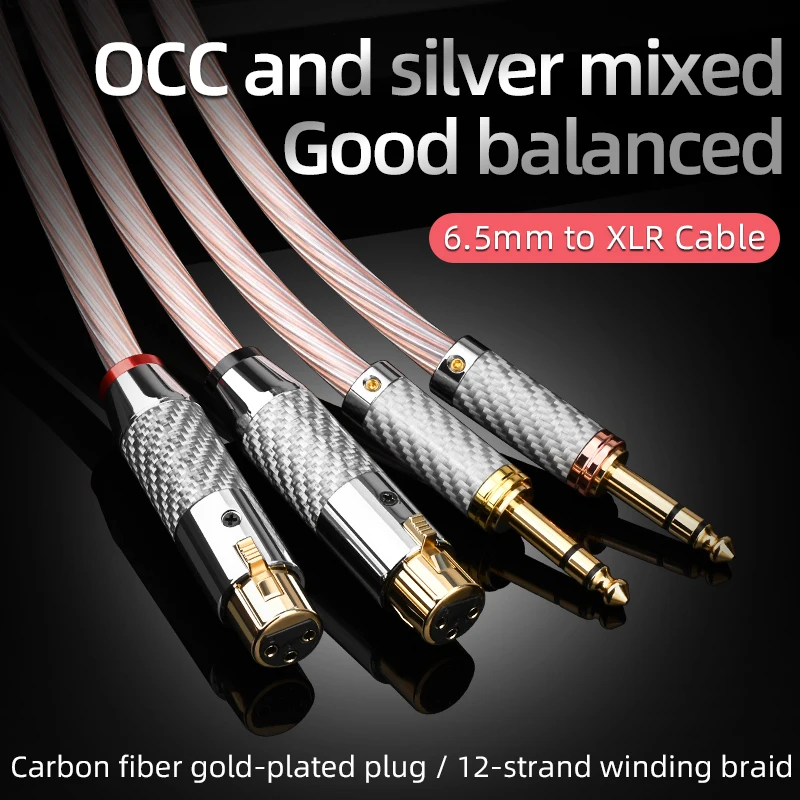 Hifi 6.35mm to XLR Audio Cable OCC and silver mixed TRS 6.35 mm/6.5 mm Male to XLR Female Balanced Speaker Microphone Cable