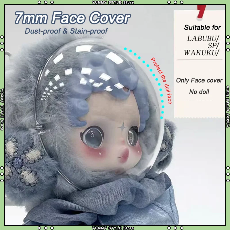 7mm Acrylic Face Cover for Skullpanda Dolls High-Transparency Protective Dust Case Scratch-Proof Hemispherical Marsk Cover