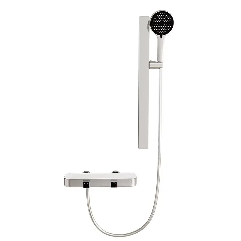 High End Bathroom Faucet Brushed Modern Design Wall Mounted Sensor Activated Rainfall Thermostatic Shower System Hotels Villas