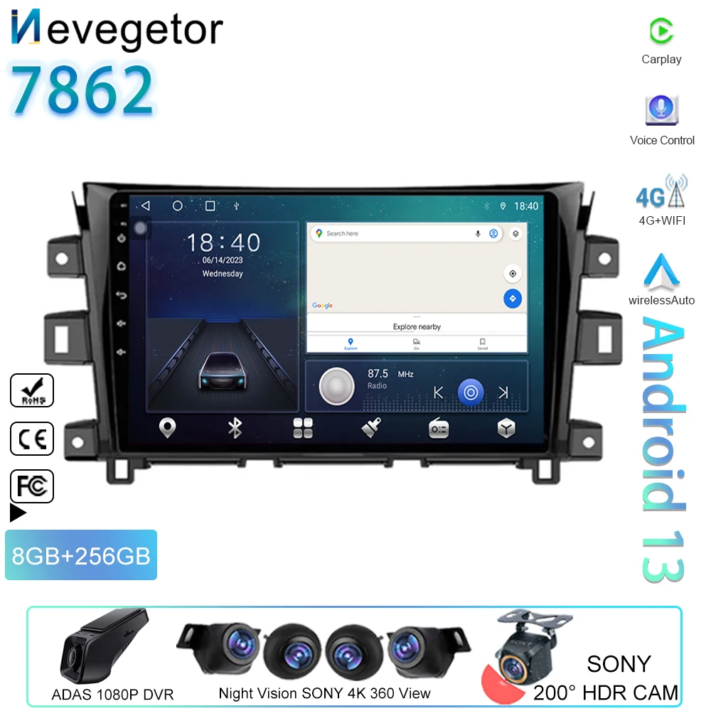 

For Nissan Navara Frontier NP300 2016 - 2022 Car Radio Multimedia Video Player Navigation GPS Android Auto 5G WIFI No 2din DVD