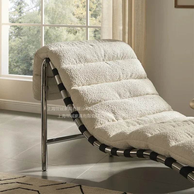 Nordic simple light luxury recliner Italian minimalist cream style designer princess chair personalized creative lazy couch