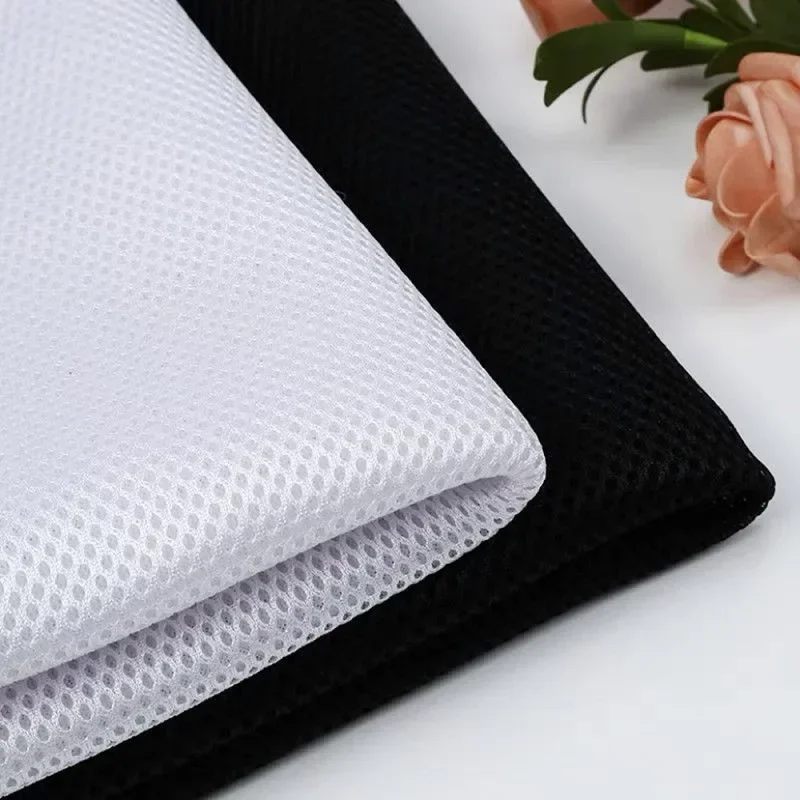 3D Mesh Fabric By The Meter for Sewing Chair Shoes Bag Extra Thicken Breathable Elastic Air Net Cloth Black White Dense Bottom