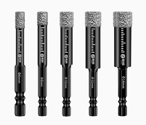 

T5 шт. паяные алмазные сверла 6/8/10/12/14 мм открывалка для отверстий с алюминиевой коробкой для плитки, мрамора, гранита, кварца