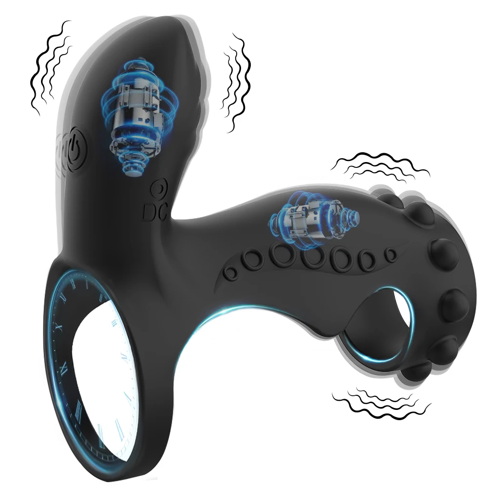 penispumpe film Cock Ring Penis Ring Vibrator Two Point Earthquake 9 vibrating tongue main image 0