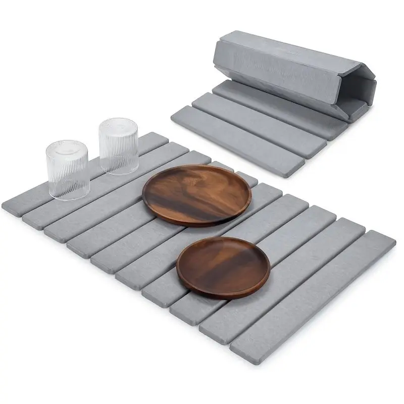Large Stone Plate Kitchen Countertop Drying Pad, Bath Towel Quick-drying Foldable Dishwashing Pad, Absorbent Diatomite Pad