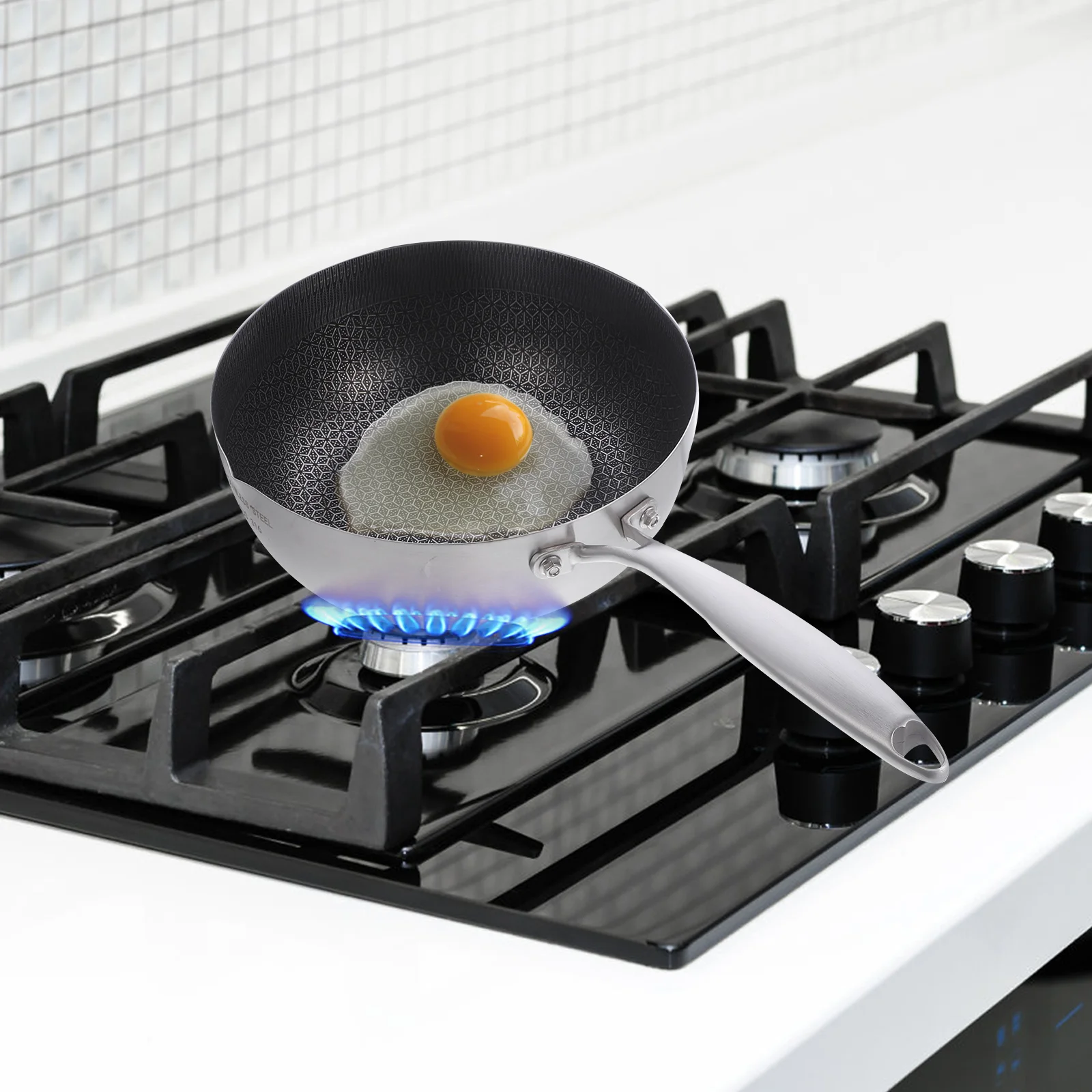 

Stainless Steel Saucepan 24CM Nonstick Honeycomb Cooking Pot Metal Frying Pan Home Cookware Easy Clean Egg Fryer