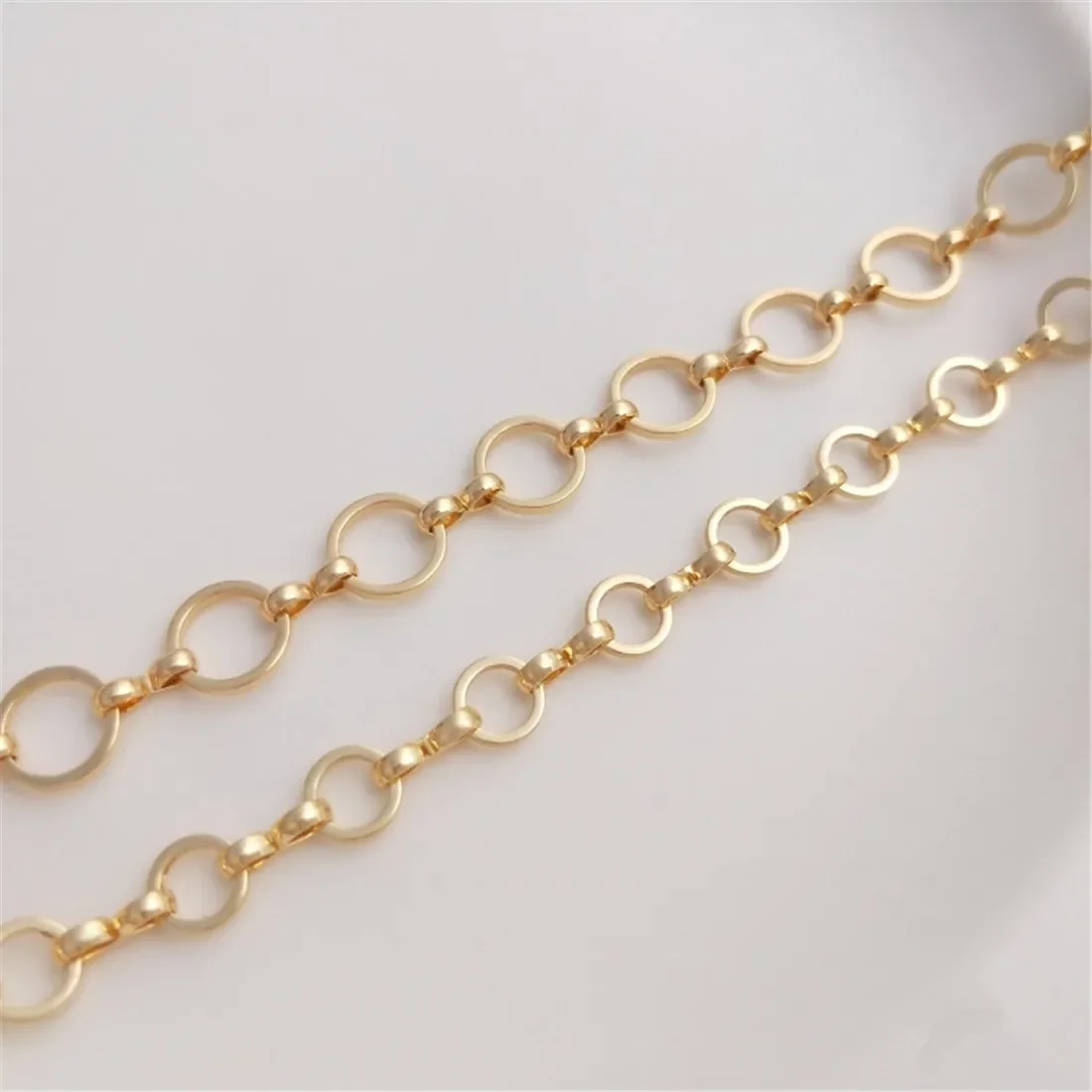 

14K Gold Wrapped 6mm Circular Chain 8mm Circular O Chain Handmade Loose Chain DIY Bracelet Earring Headpiece Material B657