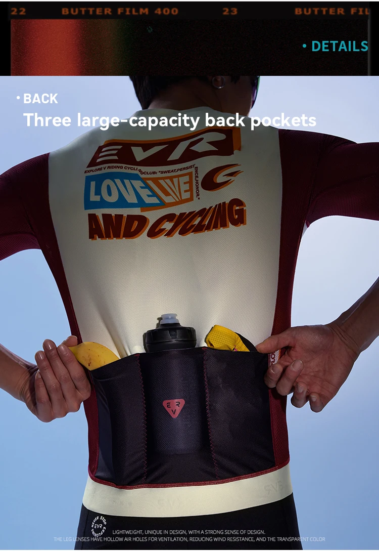 EVR Sommer Herren-Radtrikot Kurzarm Hochelastisch Atmungsaktives Radshirt Herren 3-Taschen Straßen- und Mountainbike-Oberteil – Detail 6
