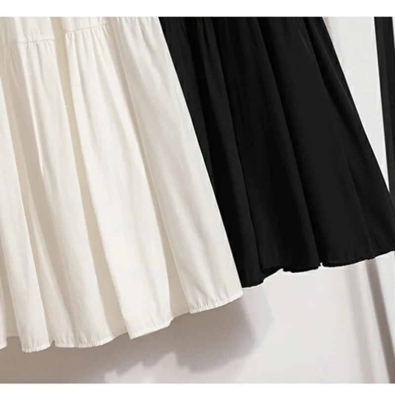Faldas largas blancas de verano para mujer, falda dulce acampanada de pastel largo coreano elástico de cintura alta, nueva en ropa, tendencia de moda informal