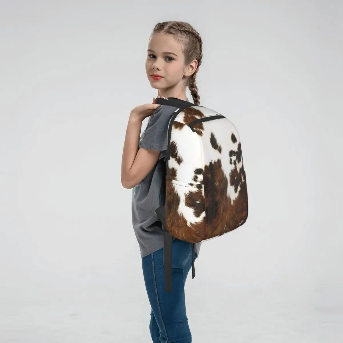 Stylish Cow Fur Cowhide Texture Cow Skin Print Pattern Backpack Daypack Boys Girls BookBag School Bag Shoulder Bags Men Women