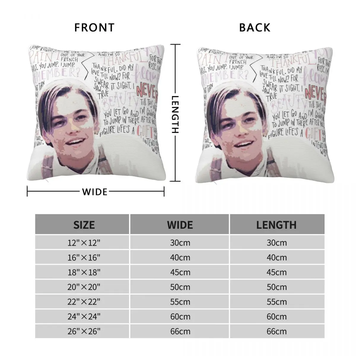 Leonardo Dicaprio Jack Dawson Square Pillowcase Polyester Linen Velvet Creative Zip Decor Car Cushion Cover