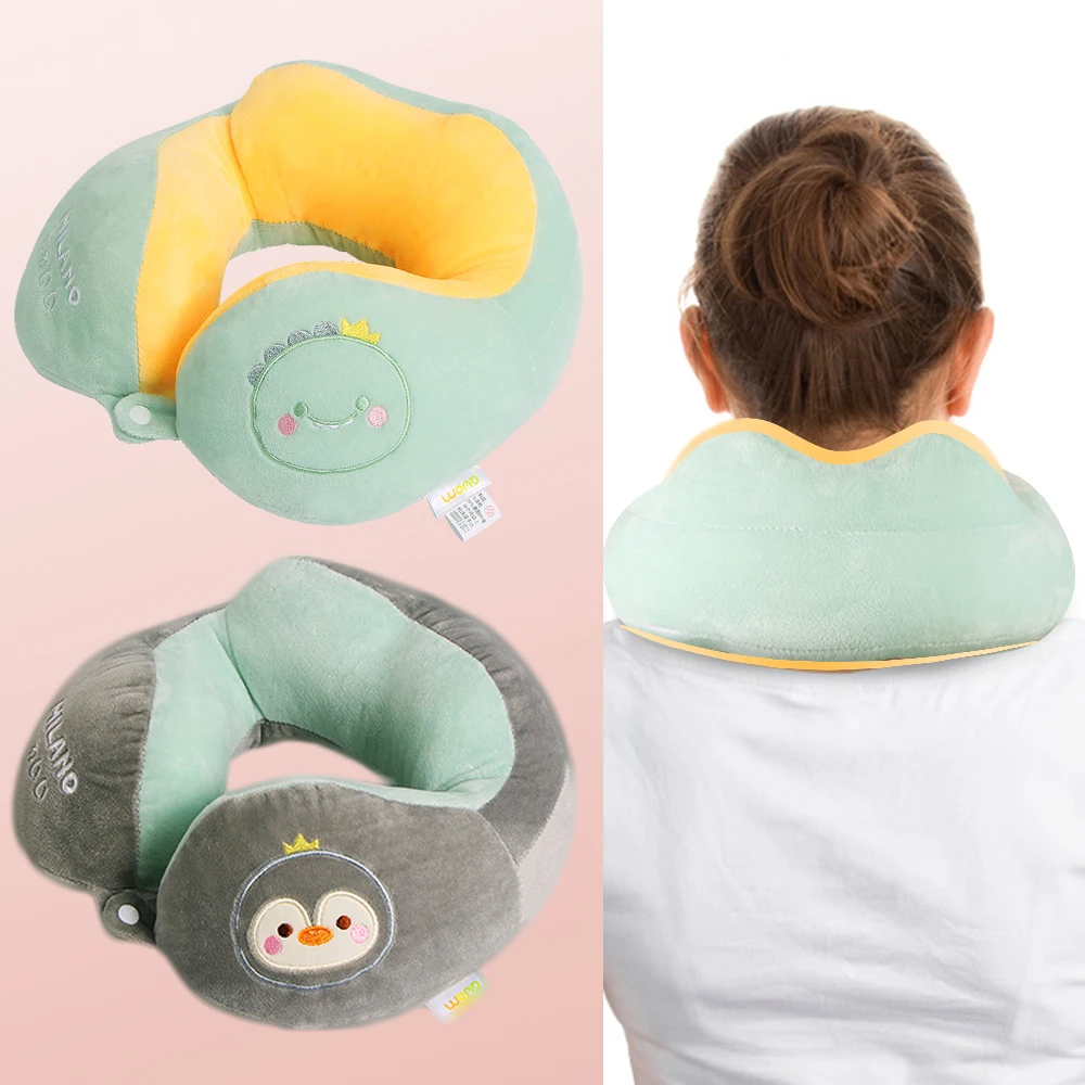 Kids Travel U-shaped Pillow Airplane Neck Cervical Pillow Cartoon Cute Animal Pillows Flight Traveling Soft Cushion Headrest