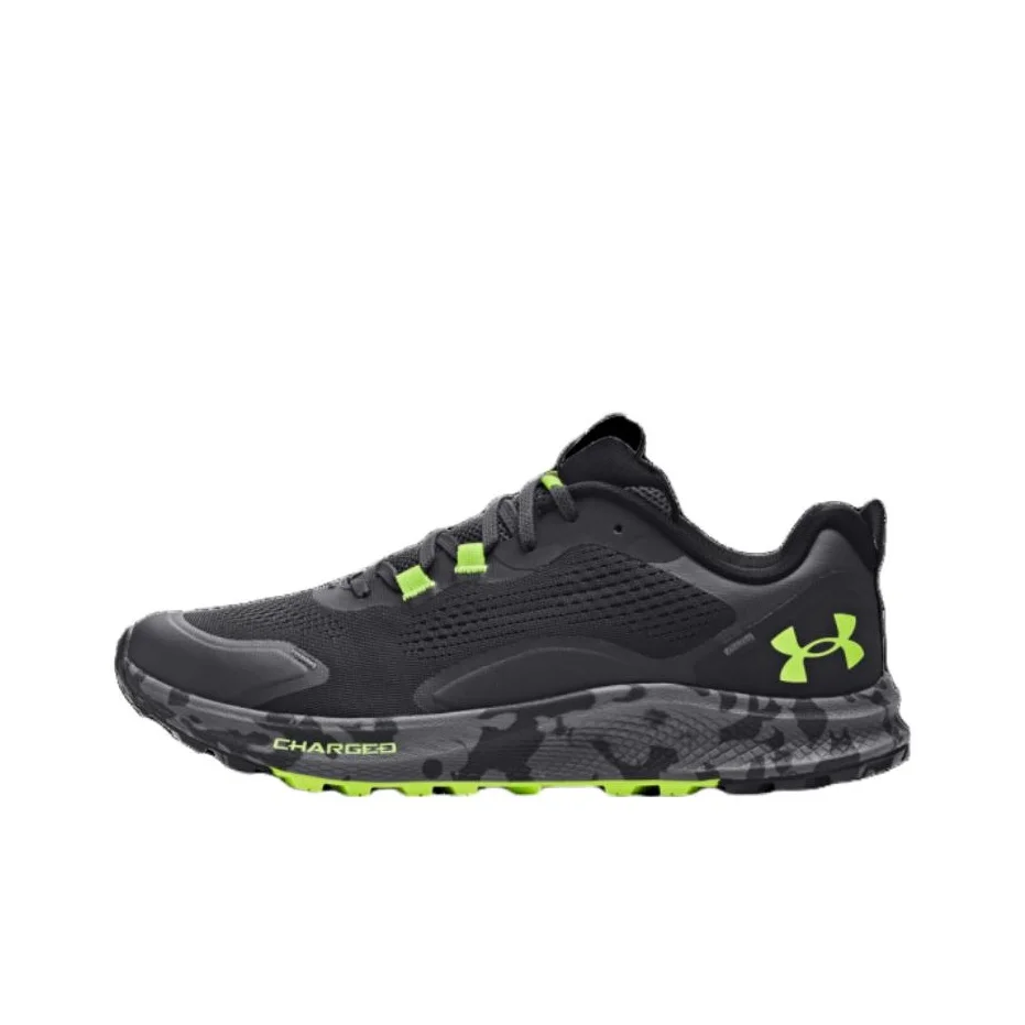 Under Armour Charged Bandit Trail 2 Mesh Low top Running Shoes Men's Black Green 3024186-102