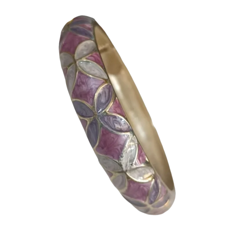 

Color Fine Cloisonne Enamel Clover Bangles , Hinged Cuff Bracelets for Women Jewelry Gifts , Ethnic Chinese ICH Crafts