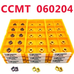 CCMT060204 카바이드 블레이드, VP15TF/UE6020/US735 코팅 금속 선반 터닝 카바이드 인서트 공구 홀딩 도구 부품, 10 개