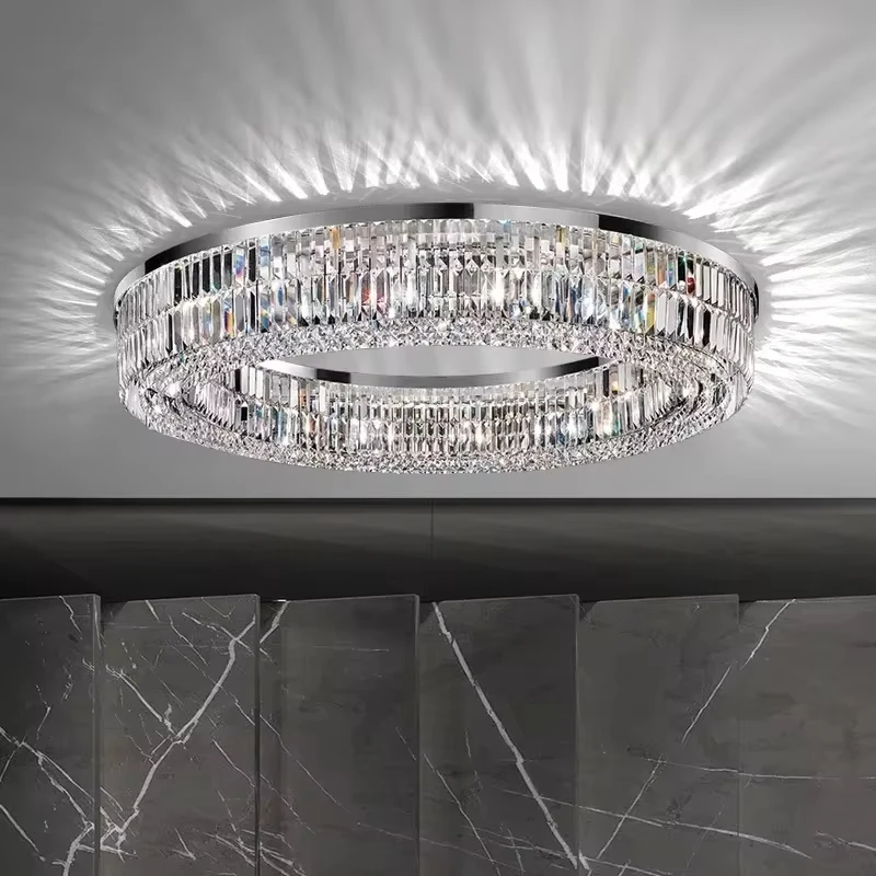 Ceiling Crystal Lamp Chandelier For Living Room Decoration Round Square Rectangular Chrome Bedroom Glossy Ceiling Crystal Lamp