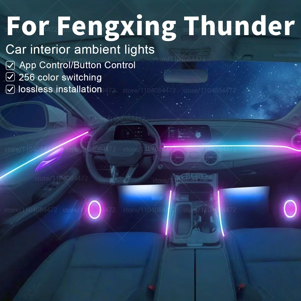 

For Dongfeng Fengxing Thunder 22in1 RGB Car Interior Acrylic Car Ambient Lights RGB Hidden Acrylic Strip Decoration Accessories
