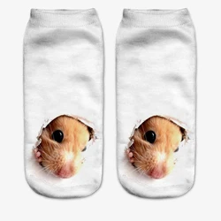 New 3D Printi Women Unisex Cute Low Cut Ankle Socks Multiple Colors Casual Funny Hamster Dog Cat Monkey Owl Sokken