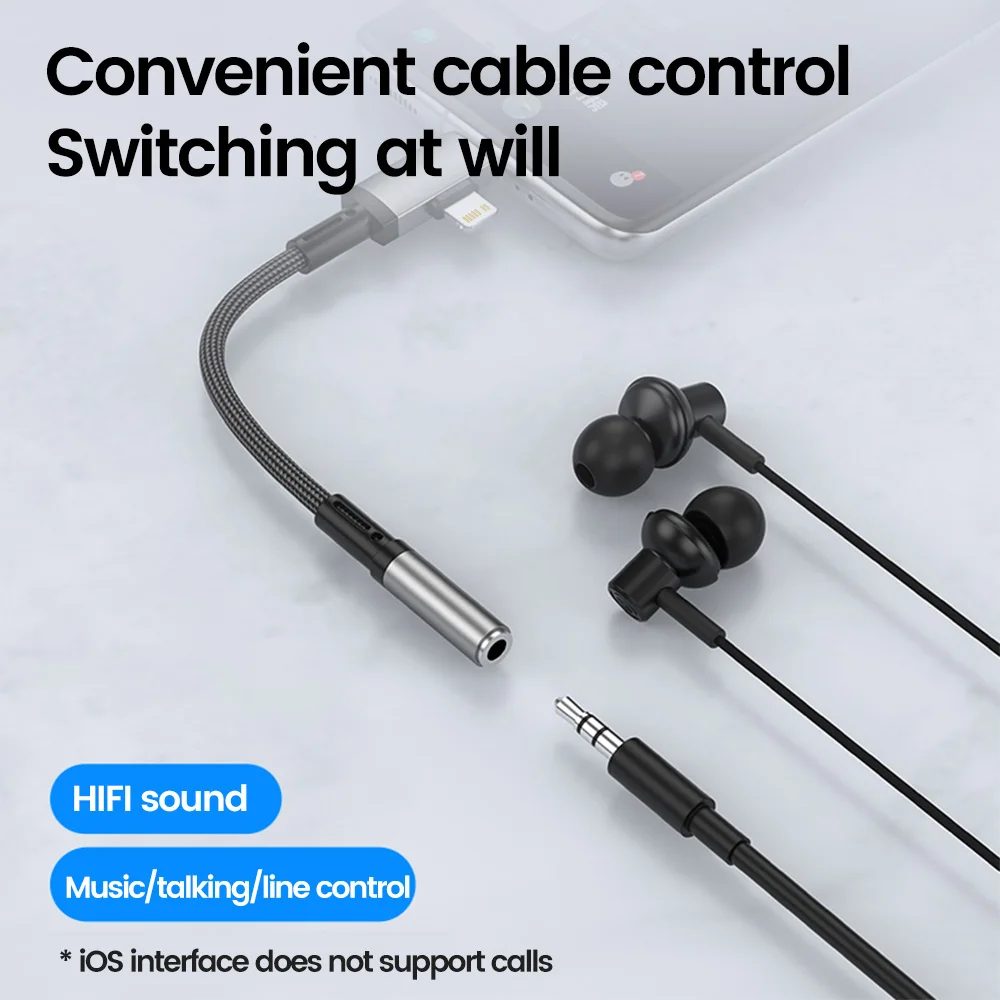 Elough-Adaptador de Audio 2 in 1, conector de 3,5mm a tipo C, convertitore di auriculares de iluminación para Iphone 15, Samsung,