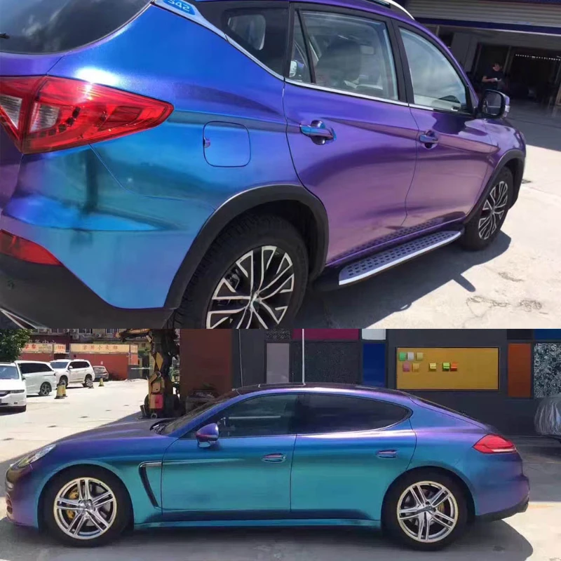 Chameleon Car Wrapping Vinyl Film Self Adhesive Matte Metallic DIY Decal Color Changing Decorative Protection