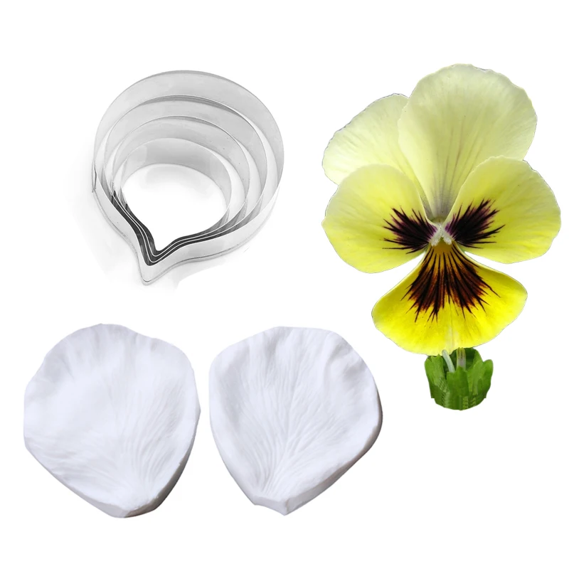 6pcs Pansy Petal Silicone Cake Molds &Cut Die For Chocolate Candy Pastry Wedding Decorations Baking Accessories and Tools